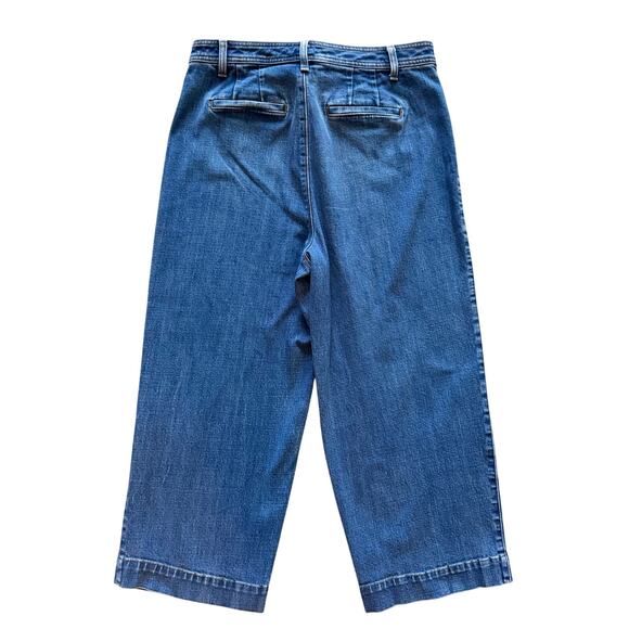 Talbots Jeans Womens Sz 12 Blue Flawless High Waist Rise Wide Crop Boho - Picture 14 of 15